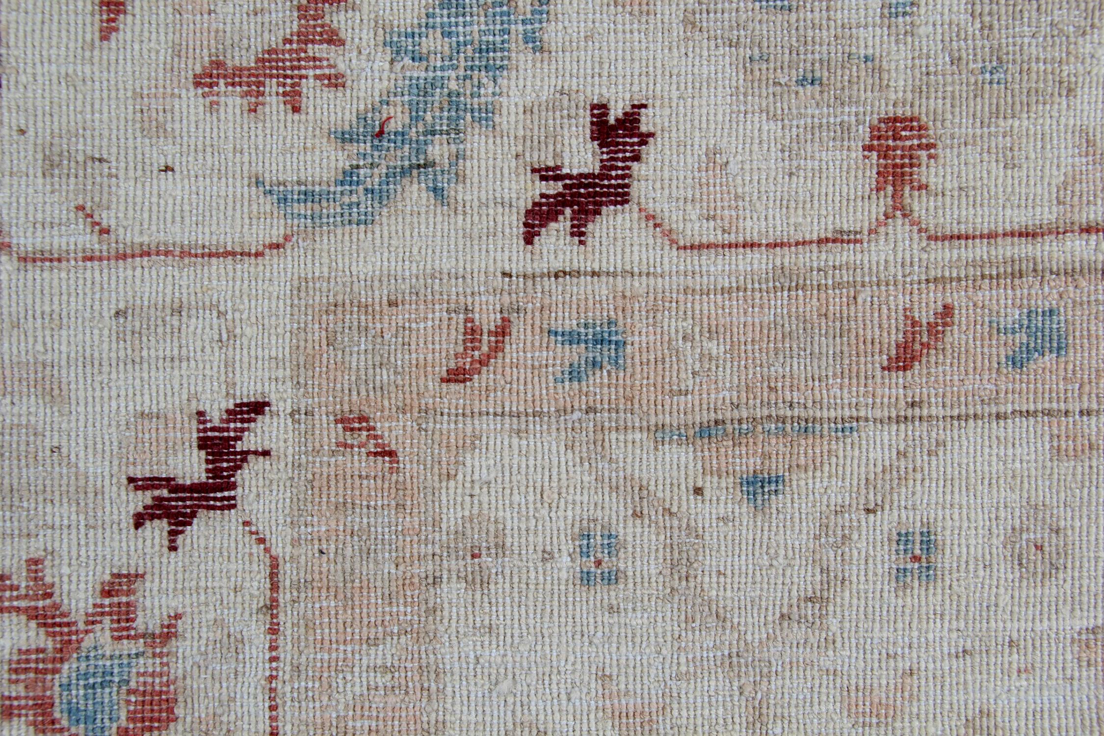 Contemporary Wool Ziegler Area Rug Traditional Oriental Carpet Rug Cream Beige For Sale