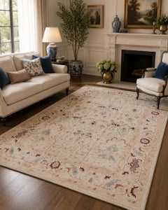 Wool Ziegler Area Rug Traditional Oriental Carpet Rug Cream Beige