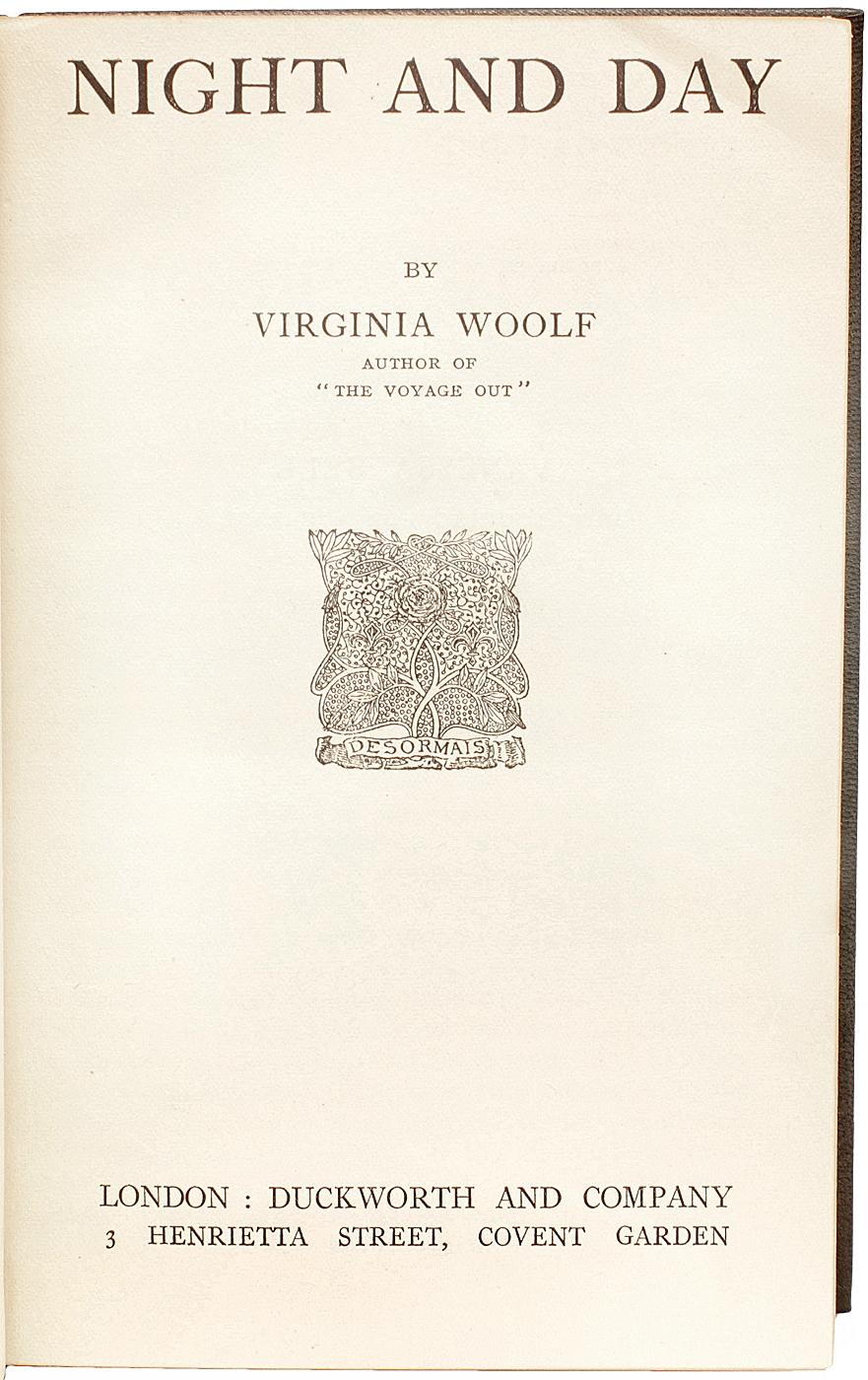 WOOLF, Virginia. ¡Noche y Día - 1919 - PRIMERA EDICIÓN - EN FINA ENCUADERNACIÓN ! en Bueno estado para la venta en Hillsborough, NJ
