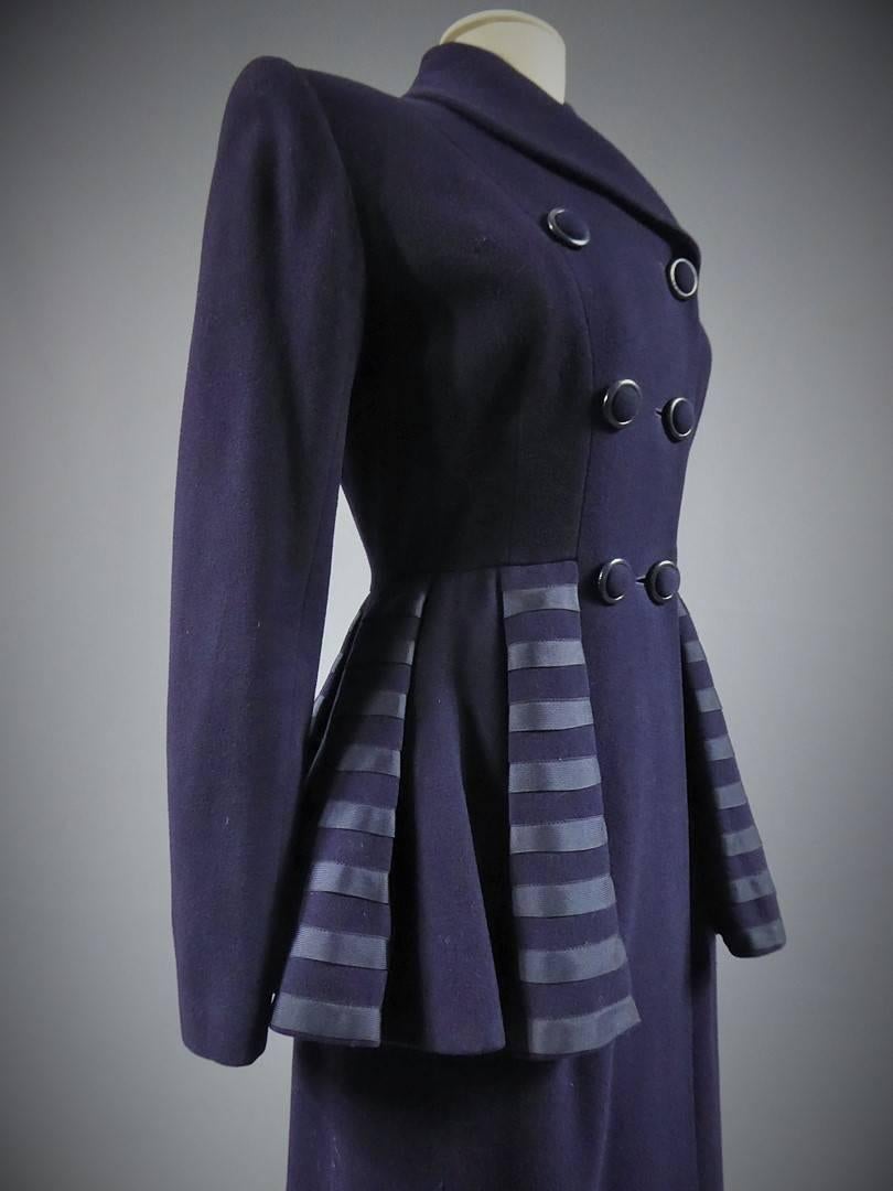Woollen Navy blue Coat rationing period England, 1940s 3