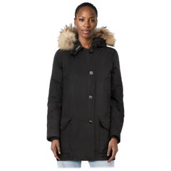 Woolrich Black Duck Down Raccoon Fur Coat Size M