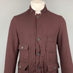 WOOLRICH Chest Size M Burgundy Tweed Wool Blend Notch Lapel Black Jacket