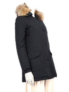 Woolrich Navy Fur Collar Hood Coat Size XS