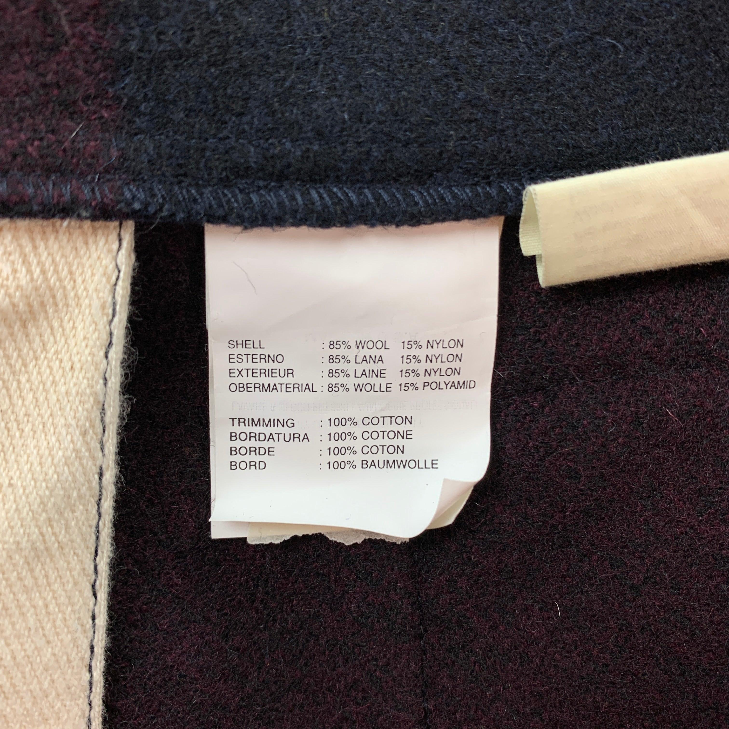 WOOLRICH Size M Burgundy & Navy Stripe Wool / Nylon Hooded Coat For Sale 1