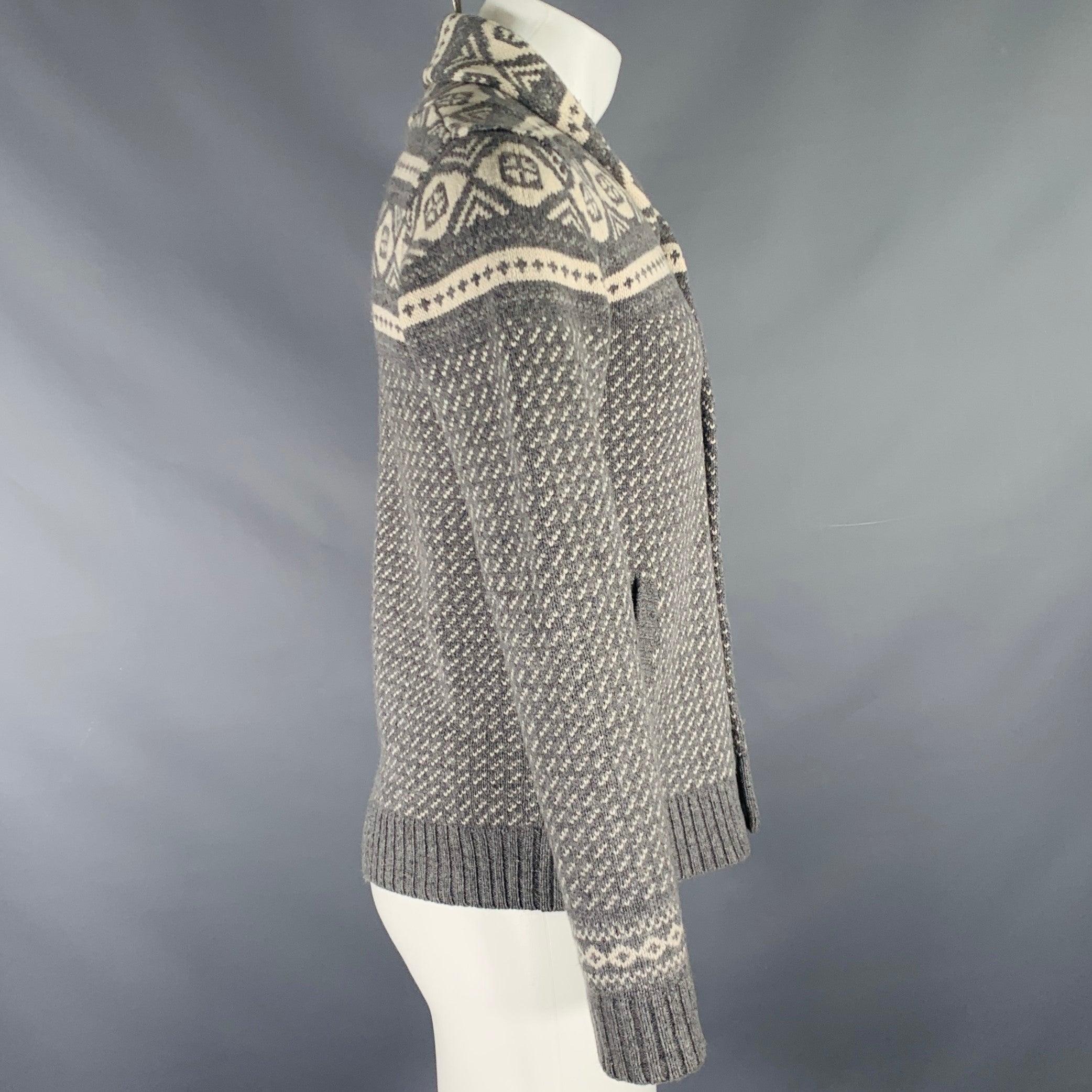 WOOLRICH Chaqueta chal de lana de cachemira nórdica talla S Gris Blanco en Bueno estado para la venta en San Francisco, CA