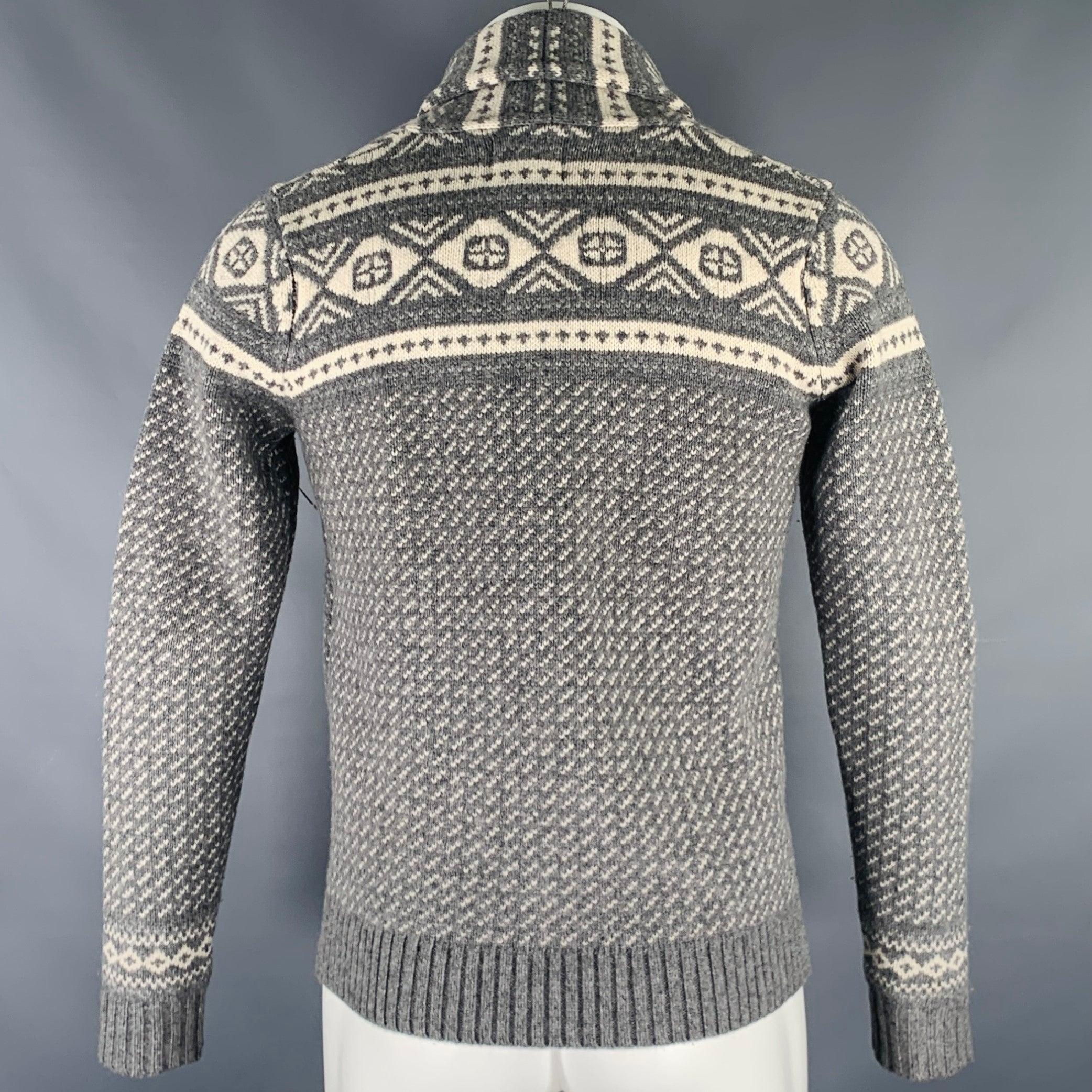 De los hombres WOOLRICH Chaqueta chal de lana de cachemira nórdica talla S Gris Blanco en venta