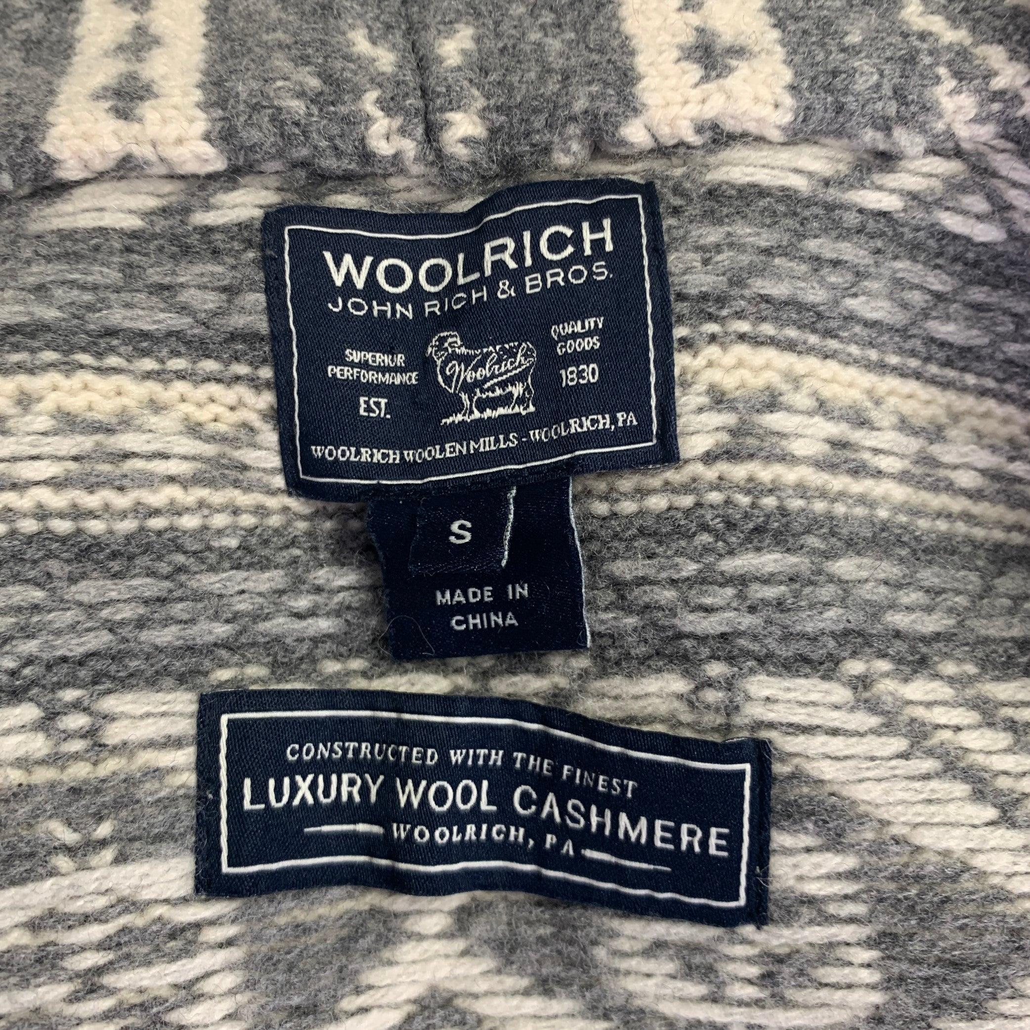 WOOLRICH Chaqueta chal de lana de cachemira nórdica talla S Gris Blanco en venta 2