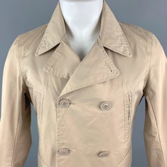 WOOLRICH Size S Tan Cotton Blend Pointed Collar Double Breasted Jacket