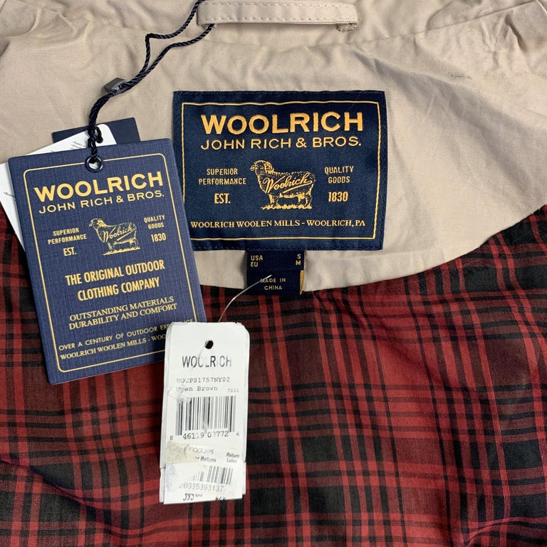 WOOLRICH Size S Tan Cotton Blend Pointed Collar Double Breasted Jacket ...