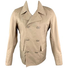 WOOLRICH Size S Tan Cotton Blend Pointed Collar Double Breasted Jacket