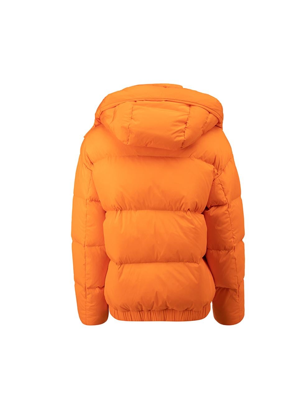 Woolrich Women's Orange Hooded Puffer Jacket In Good Condition In London, GB