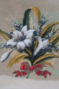 Woolwork floral spray with beading highlights