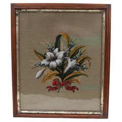 Woolwork floral spray with beading highlights Woolwork floral spray with beading highlights