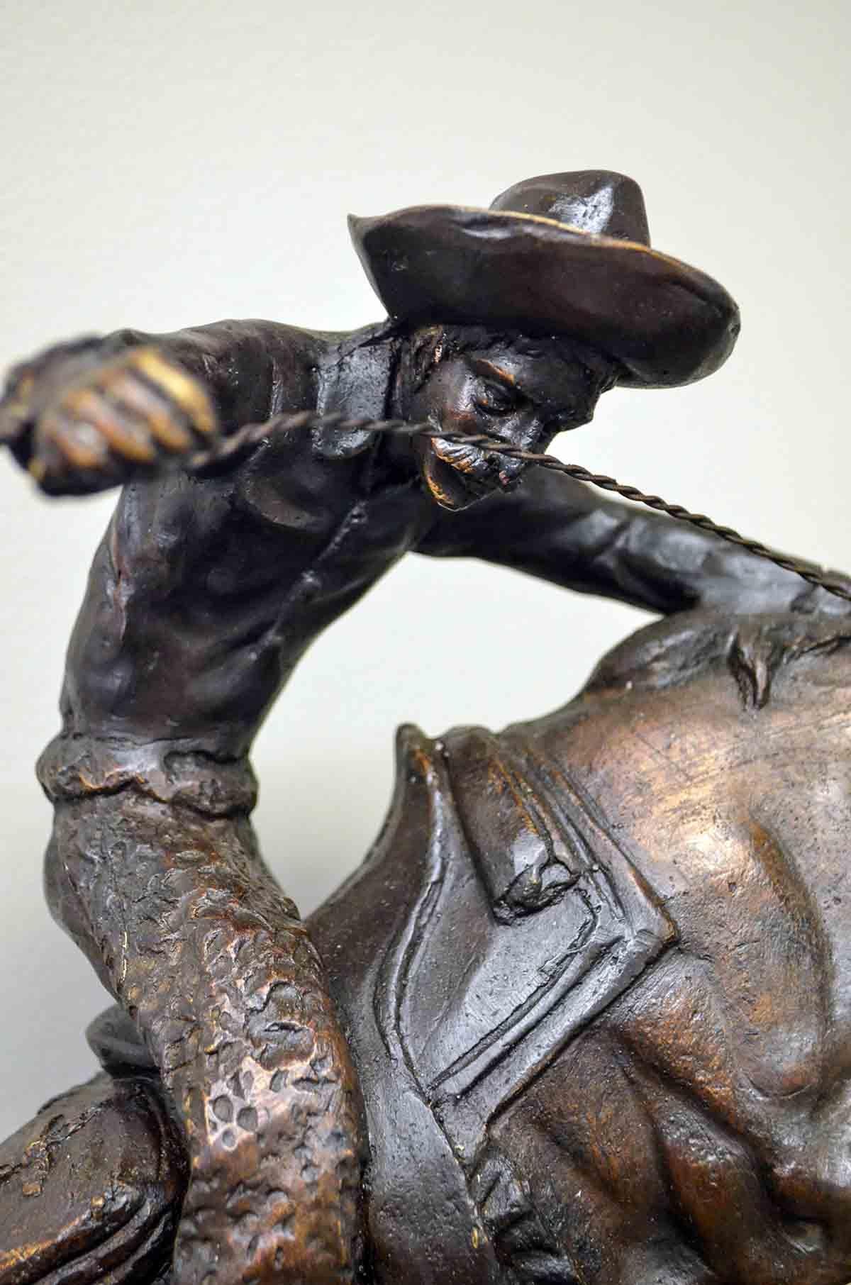 Wooly Chaps Bronze Sculpture on Marble Base, after Frederic Remington For Sale 7