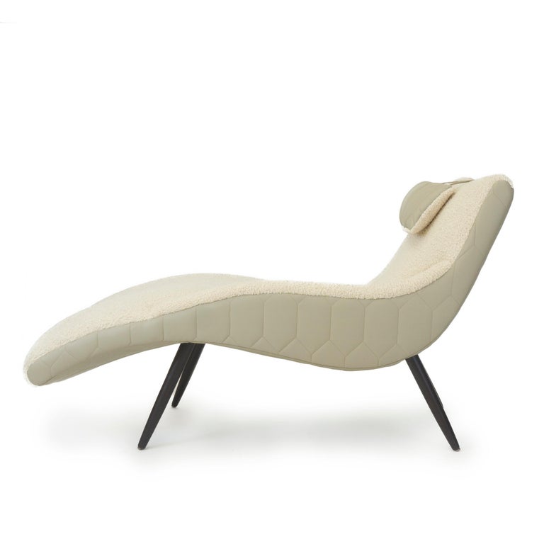 Contemporary Wooly Modern Chaise Lounge For Sale