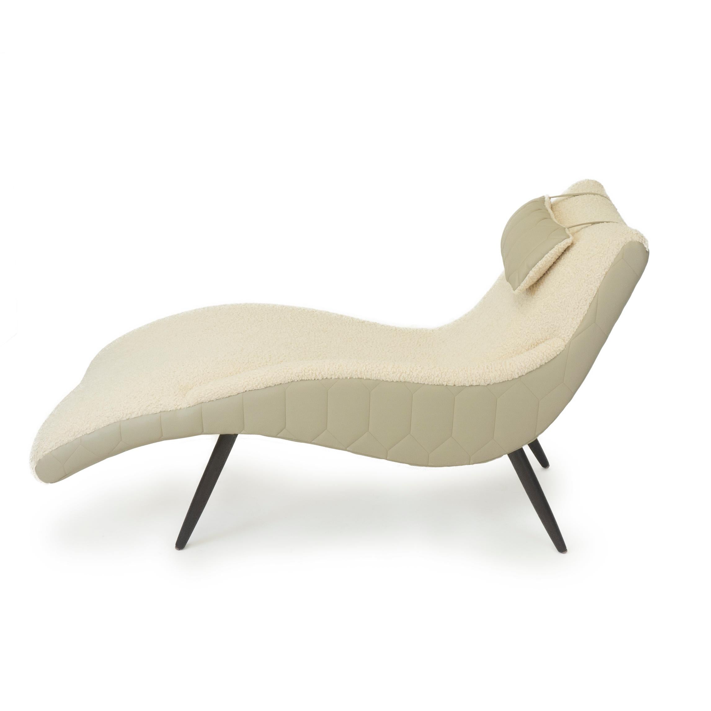 Quilted Wooly Modern Chaise Lounge For Sale