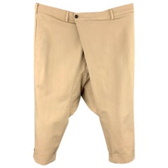 WOOSTER + LARDINI Size 36 Khaki Cotton Asymmetrical Drop Crotch Casual Pants