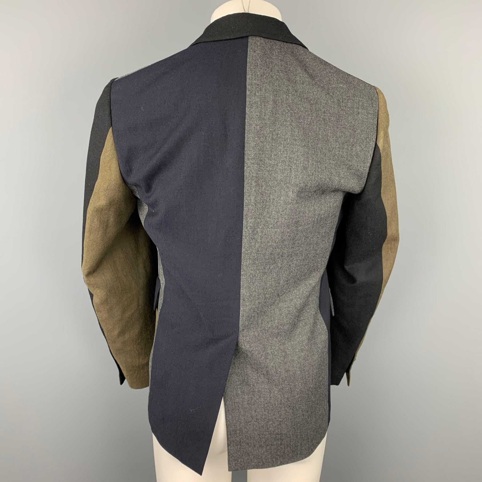 WOOSTER + LARDINI Size 38 Navy & Grey Color Block Wool Sport Coat In Good Condition In San Francisco, CA