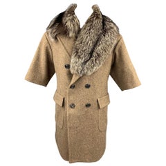 WOOSTER + LARDINI Taille 40 Manteau à manches courtes en laine texturée taupe à double boutonnage