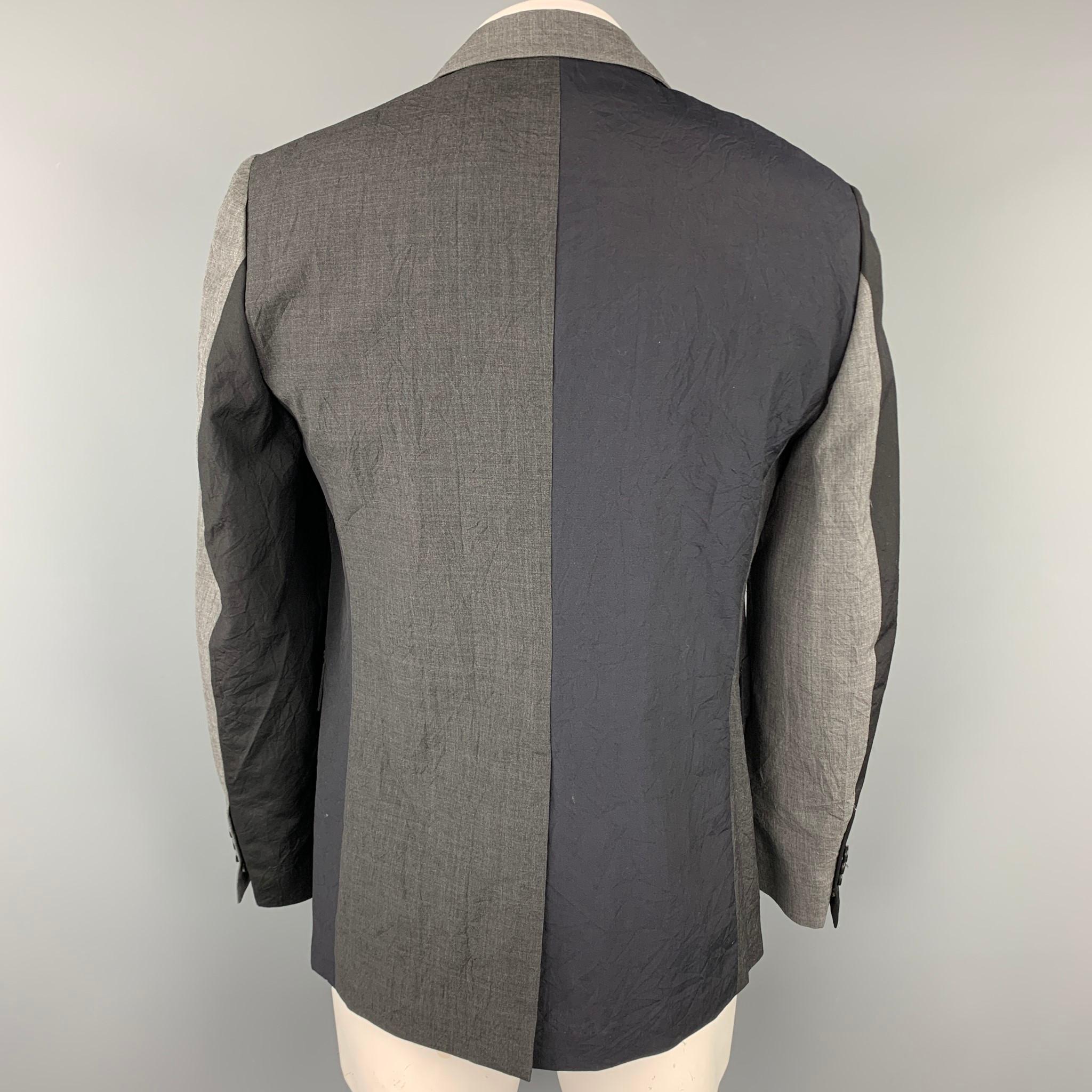WOOSTER + LARDINI Size 44 Black & Grey Color Block Wool Sport Coat In Good Condition In San Francisco, CA
