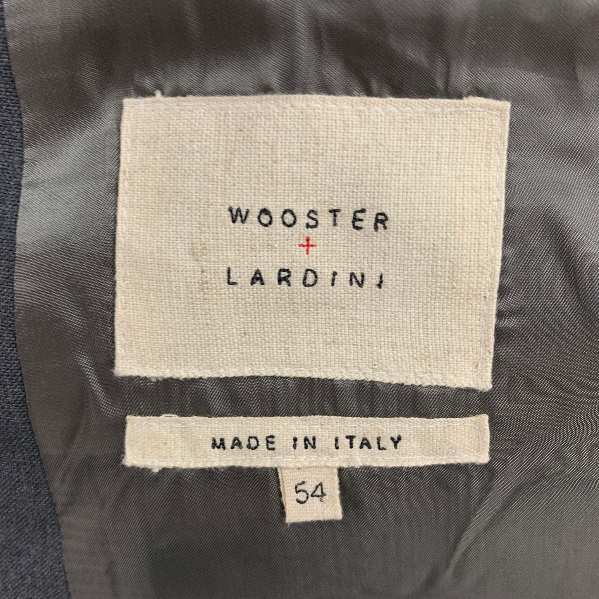 WOOSTER + LARDINI Size 44 Navy Grey Patchwork Wool Notch Lapel Sport Coat 3