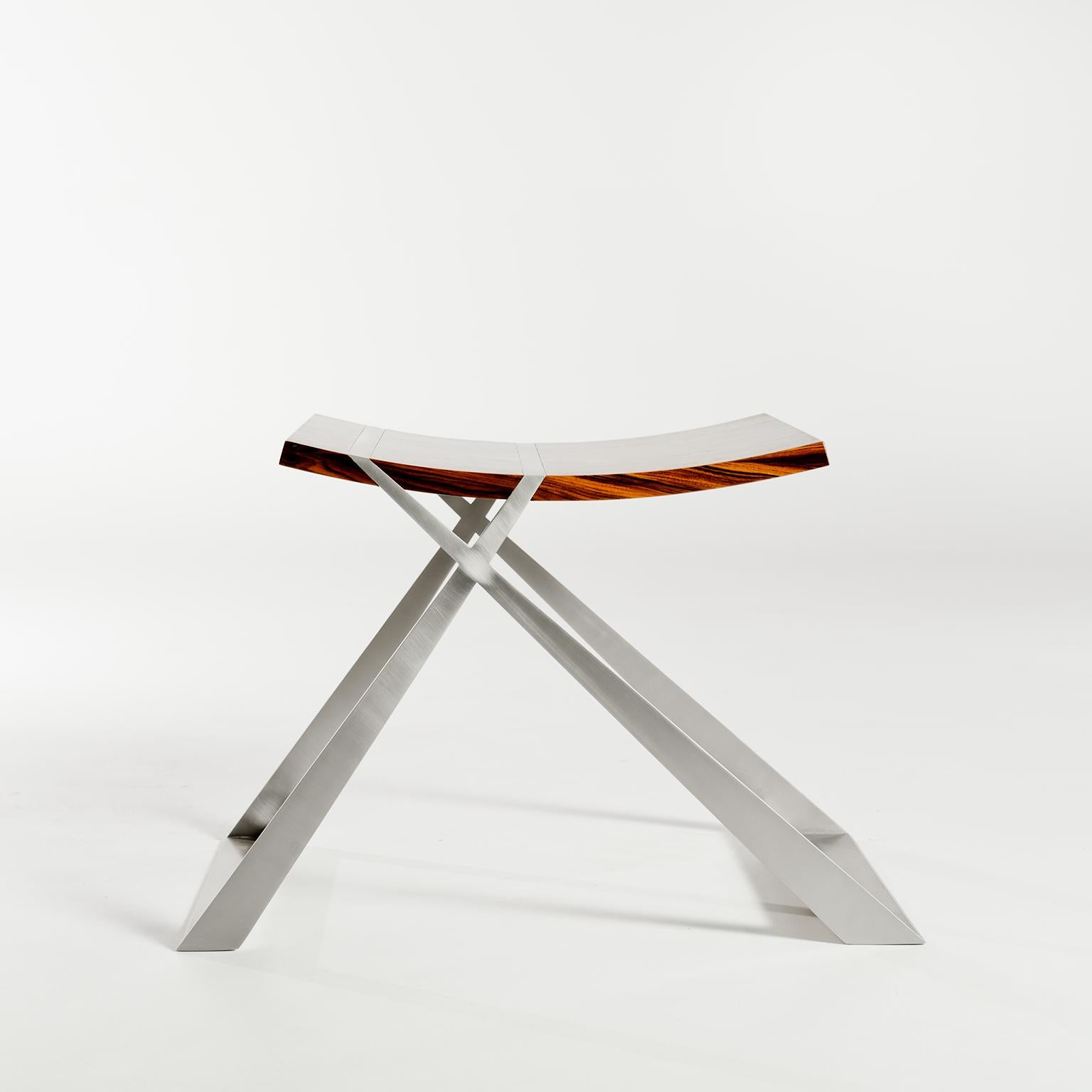 Contemporary Wooster Stool, in Walnut and Gold Leaf, by Dean and Dahl