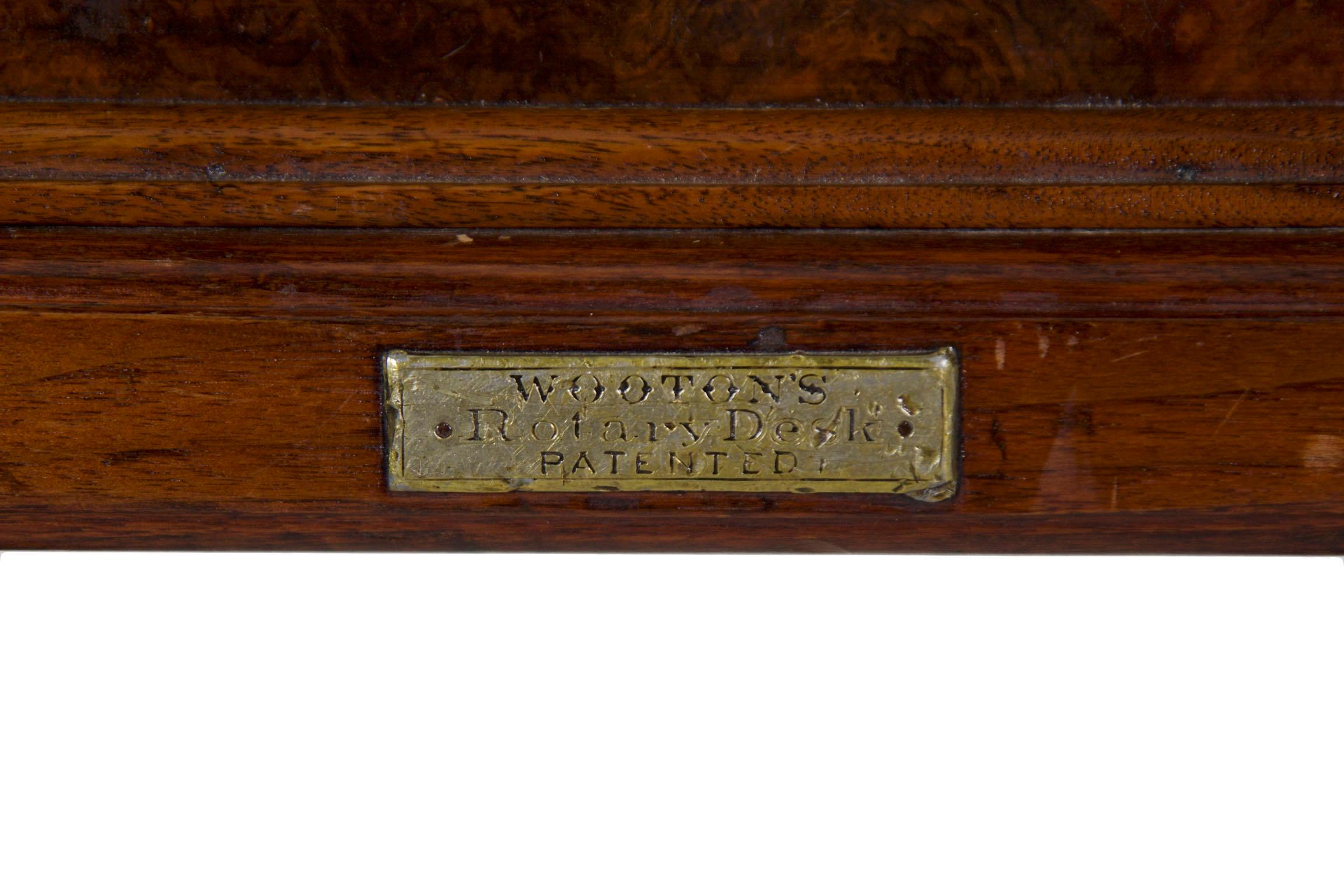 Wooton Desk Company Antique Rotary Writing Desk, Patent No. 8, 19th Century 4