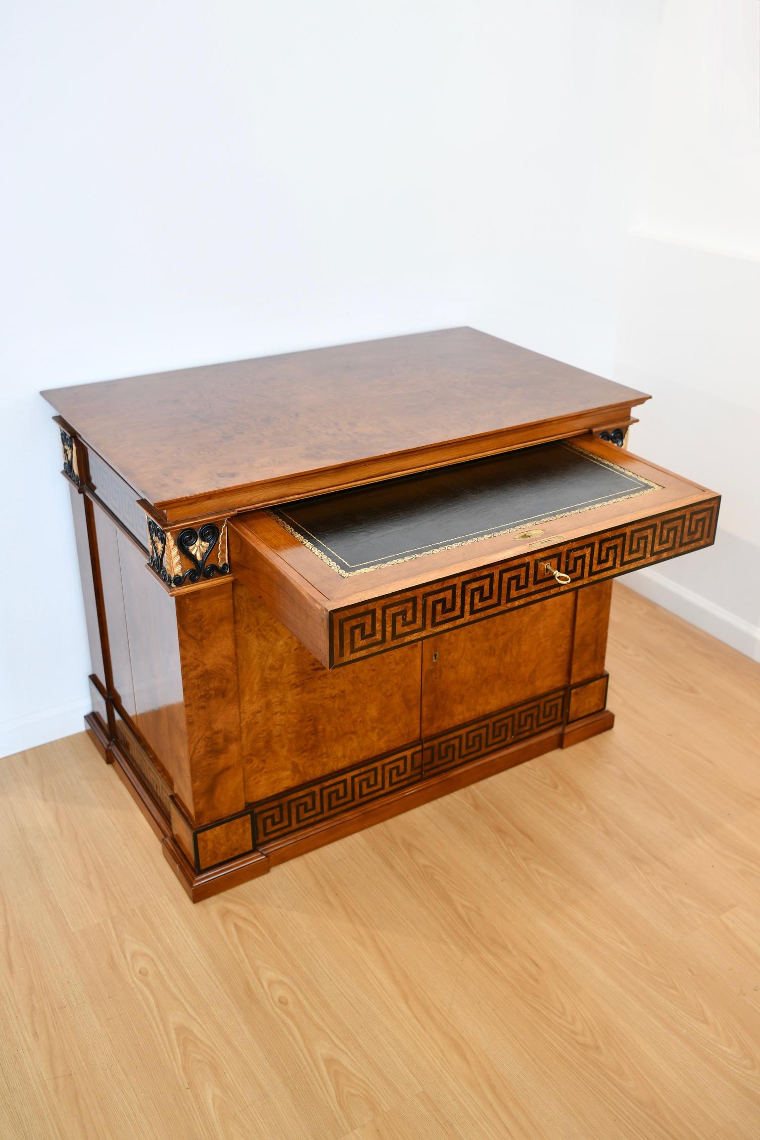 20th Century Wooton Style Burl Walnut Desk For Sale