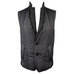 WOOYOUNGMI x Harris Tweed Size 36 Navy Quilted Nylon Notch Lapel Vest