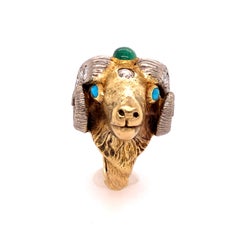 Worboys Vintage Diamond and Gemstone Ram's Head Ring