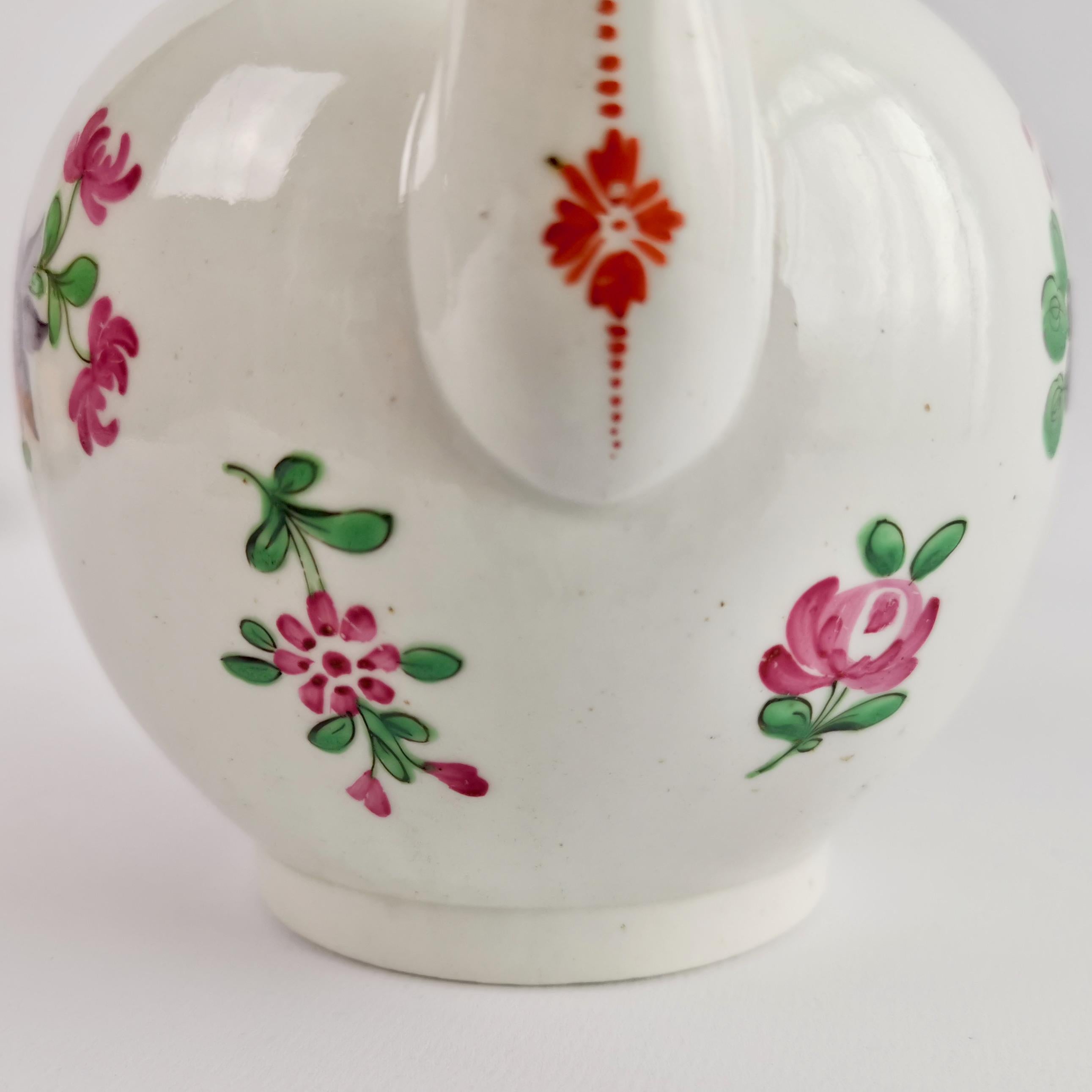 Late 18th Century Caughley Porcelain Teapot, Pink Floral Compagnie des Indes, ca 1785 For Sale
