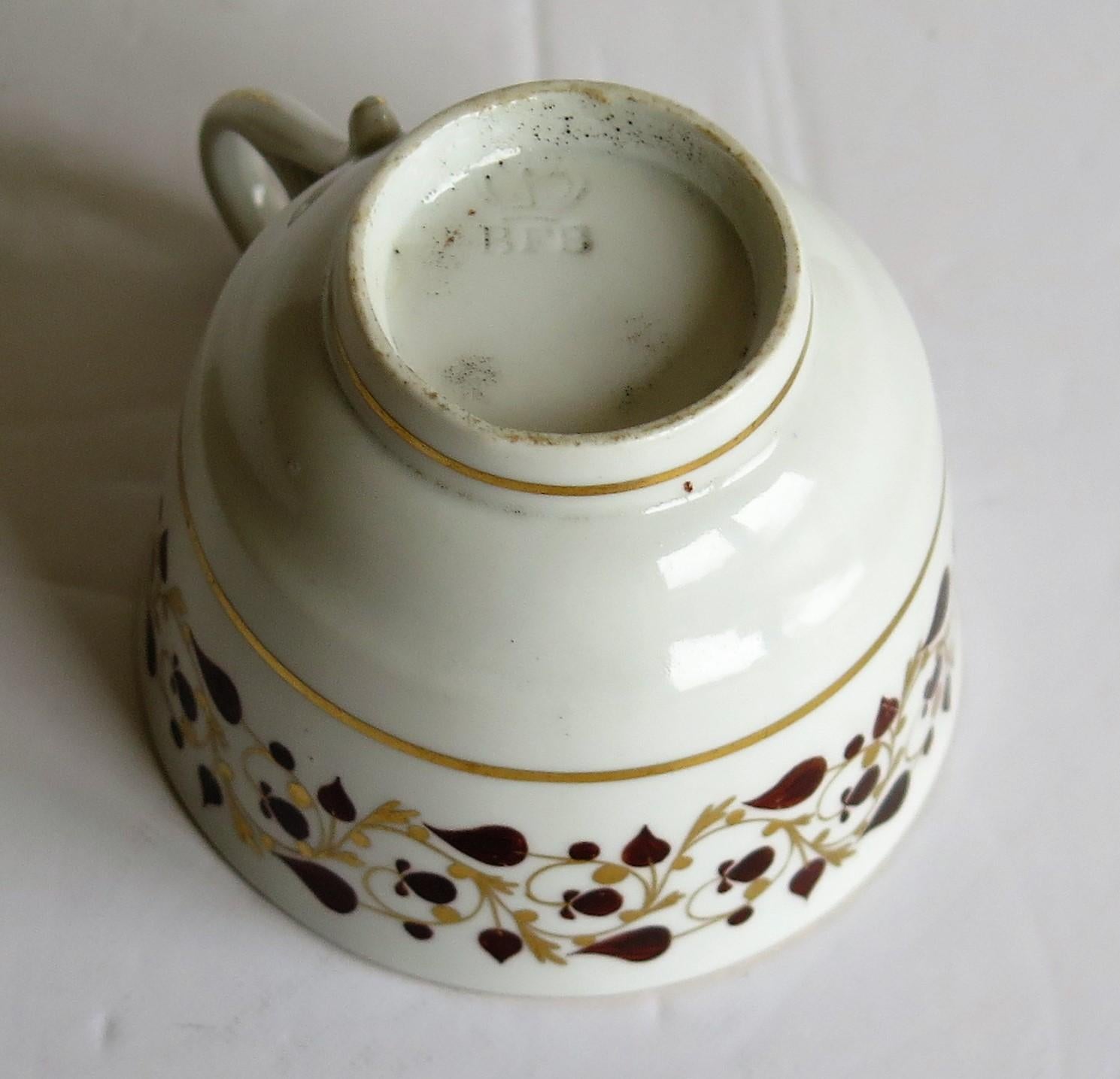 Tasse à thé en porcelaine de Worcester, Flight & Barr Worcester, peinte à la main, vers 1810 2