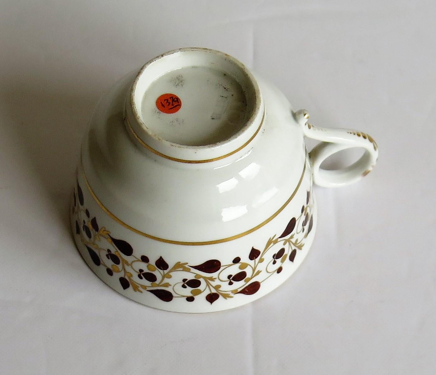 Tasse à thé en porcelaine de Worcester, Flight & Barr Worcester, peinte à la main, vers 1810 1