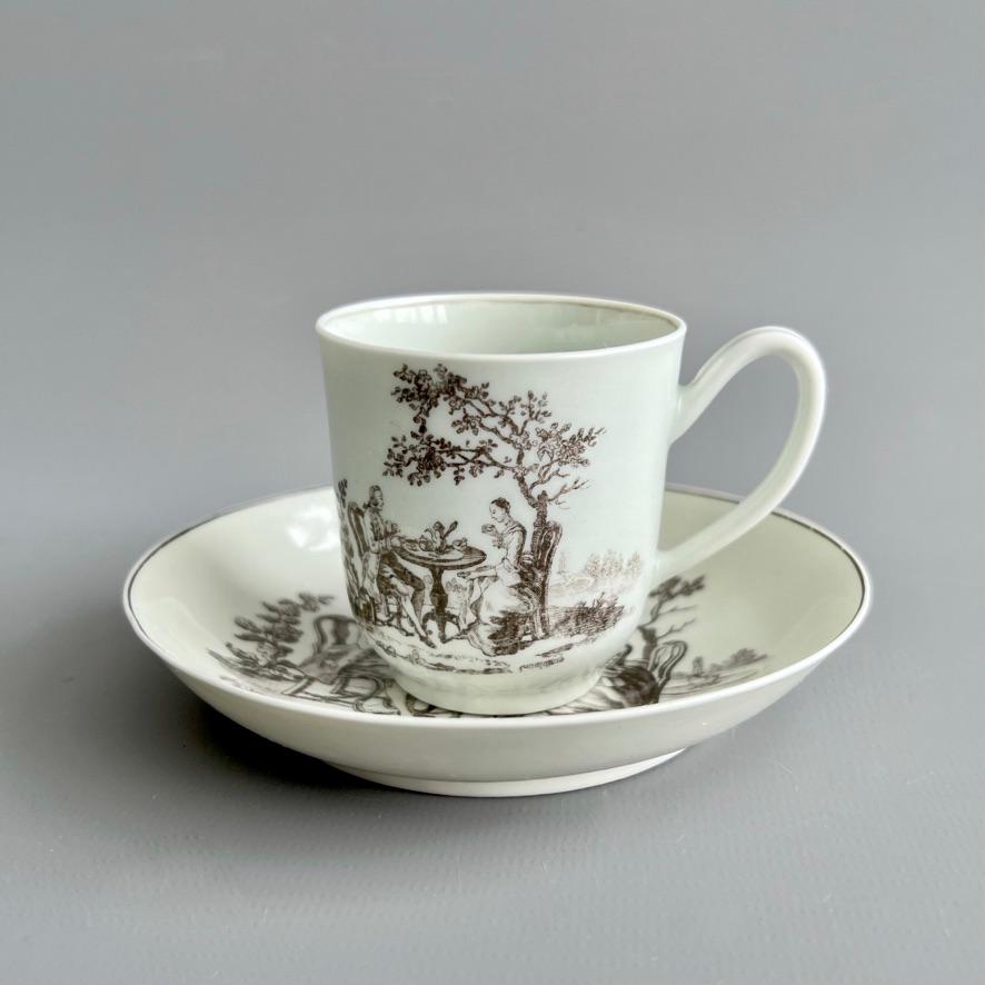 George III Worcester Coffee Cup, Monochrome Black Print 