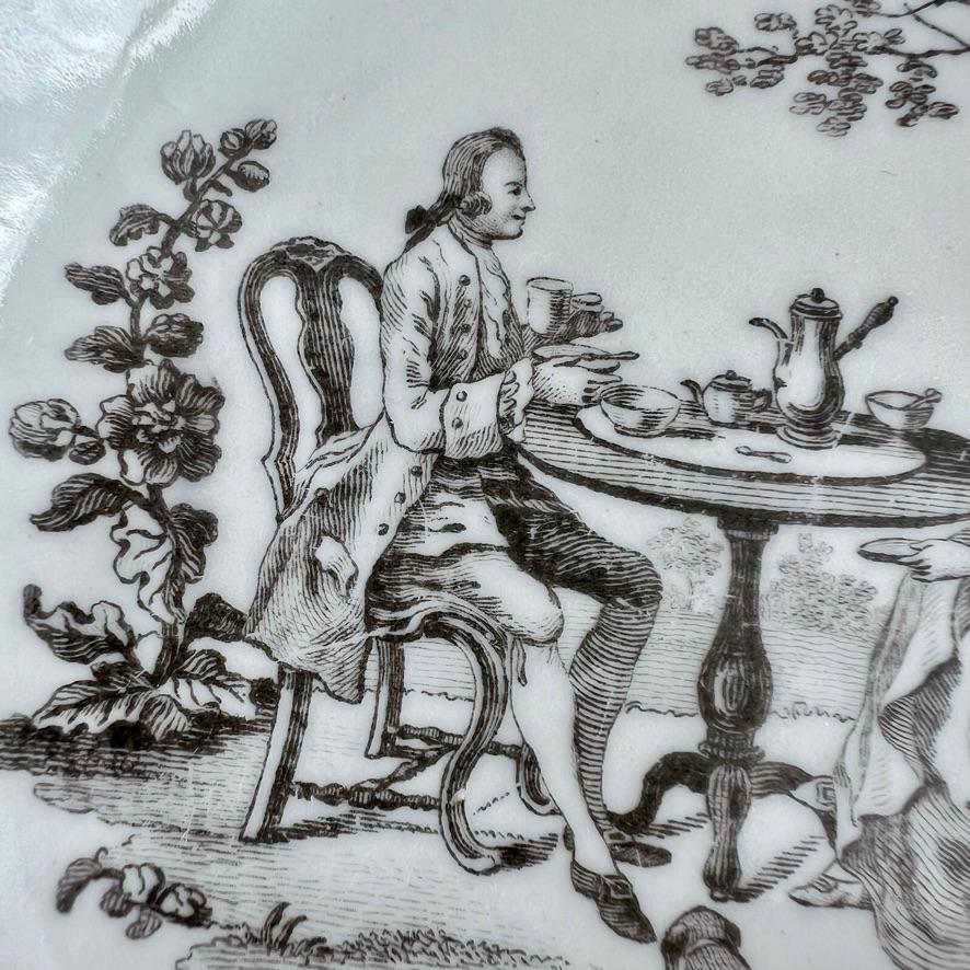 Mid-18th Century Worcester Coffee Cup, Monochrome Black Print 