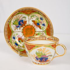 Worcester Dragon in Compartments Tea Cups and Saucers