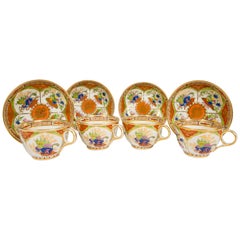 Worcester Dragon in Compartments Tea Cups and Saucers