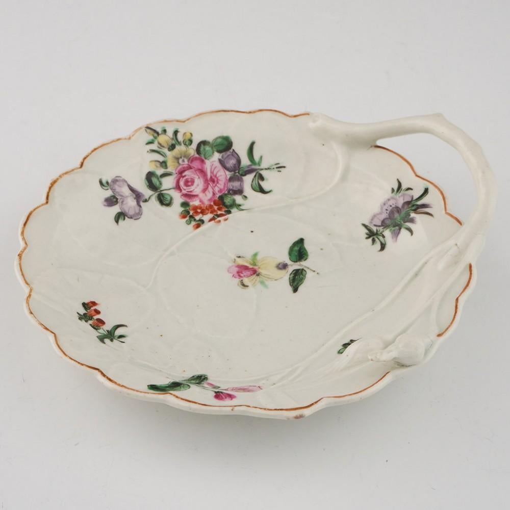 Worcester First Period Blind Earl Moulded Sweetmeat Dish, c1775

Additional information:
Period : George III
Marks : none
Origin : Worcester, England
Colour : Polychrome decoration  with brown border inside rim
Pattern : Scattered floral sprigs over