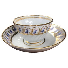 Worcester Flight & Barr Teabowl & Saucer, Bellflower Border, c. 1795