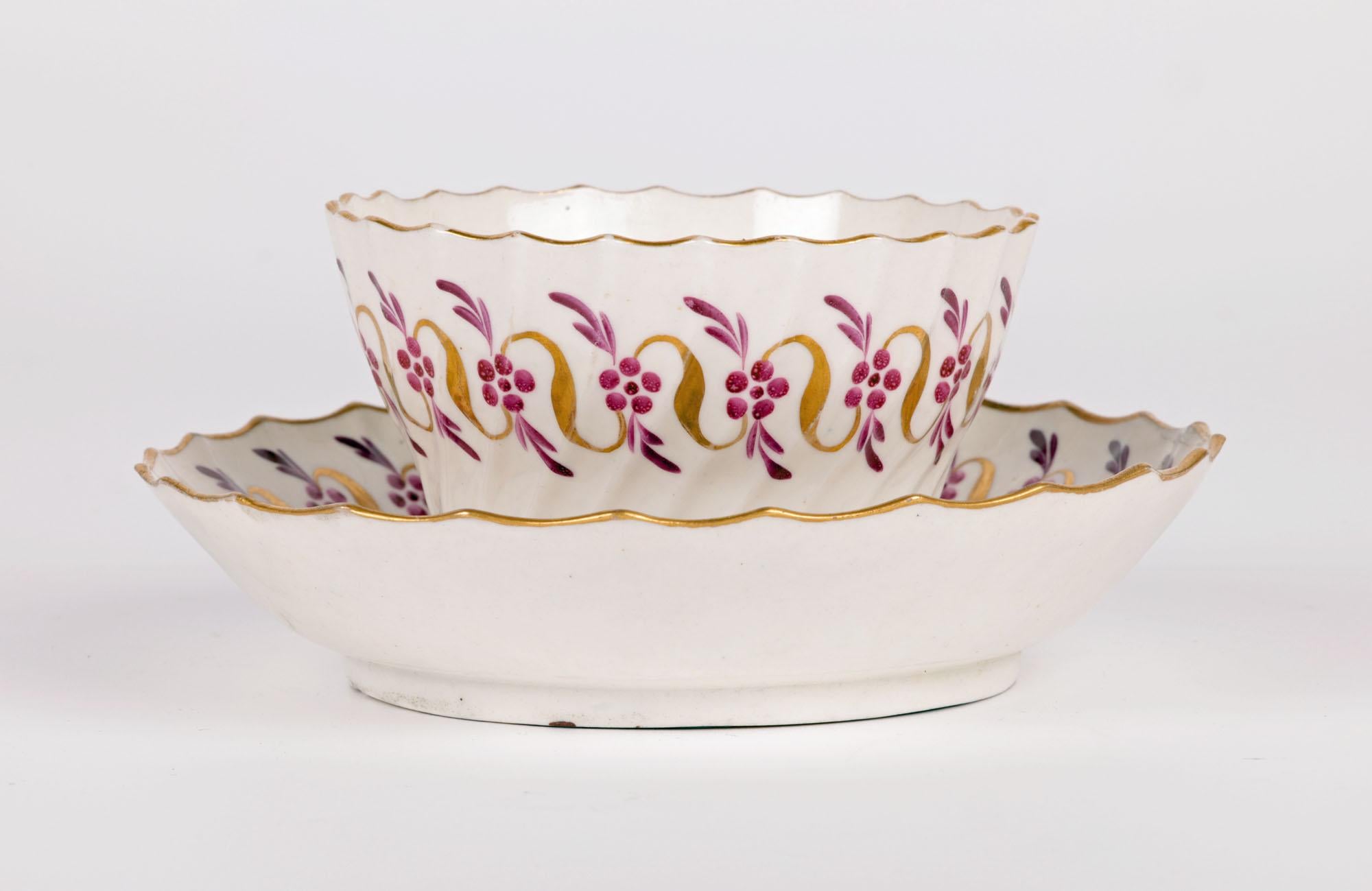 Worcester Flight Rare Early Porcelain Tea bowl and Saucer For Sale 2