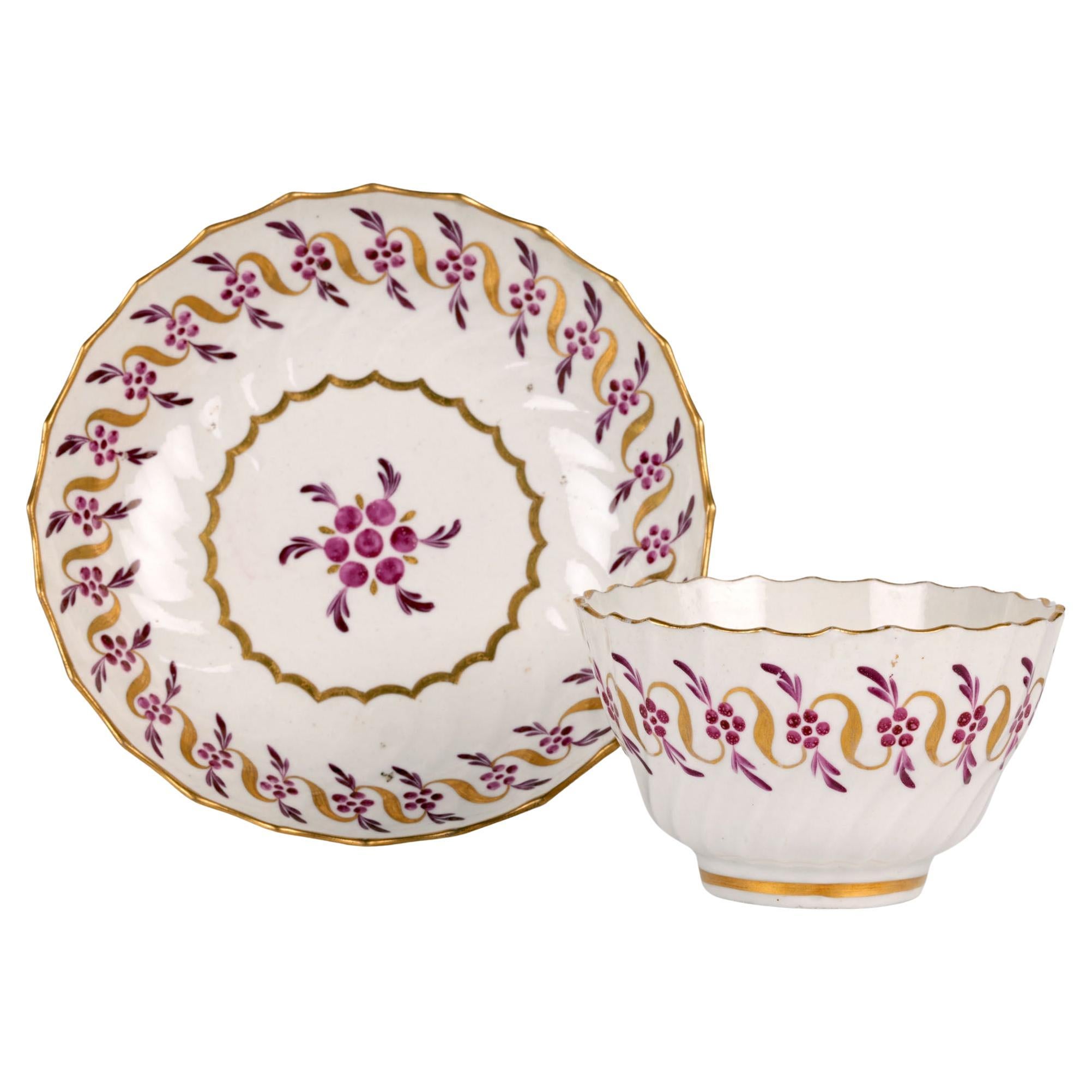 Worcester Flight Rare Early Porcelain Tea bowl and Saucer