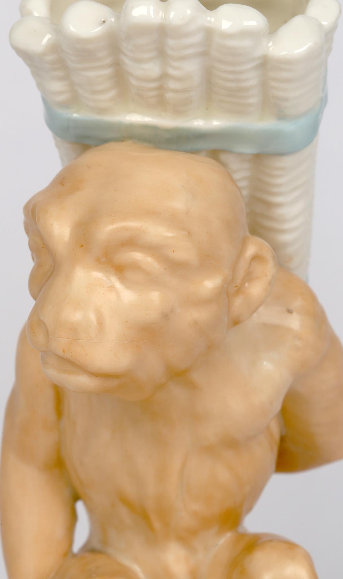Worcester Grainger Seated Monkey Porcelain Spill Vase 3