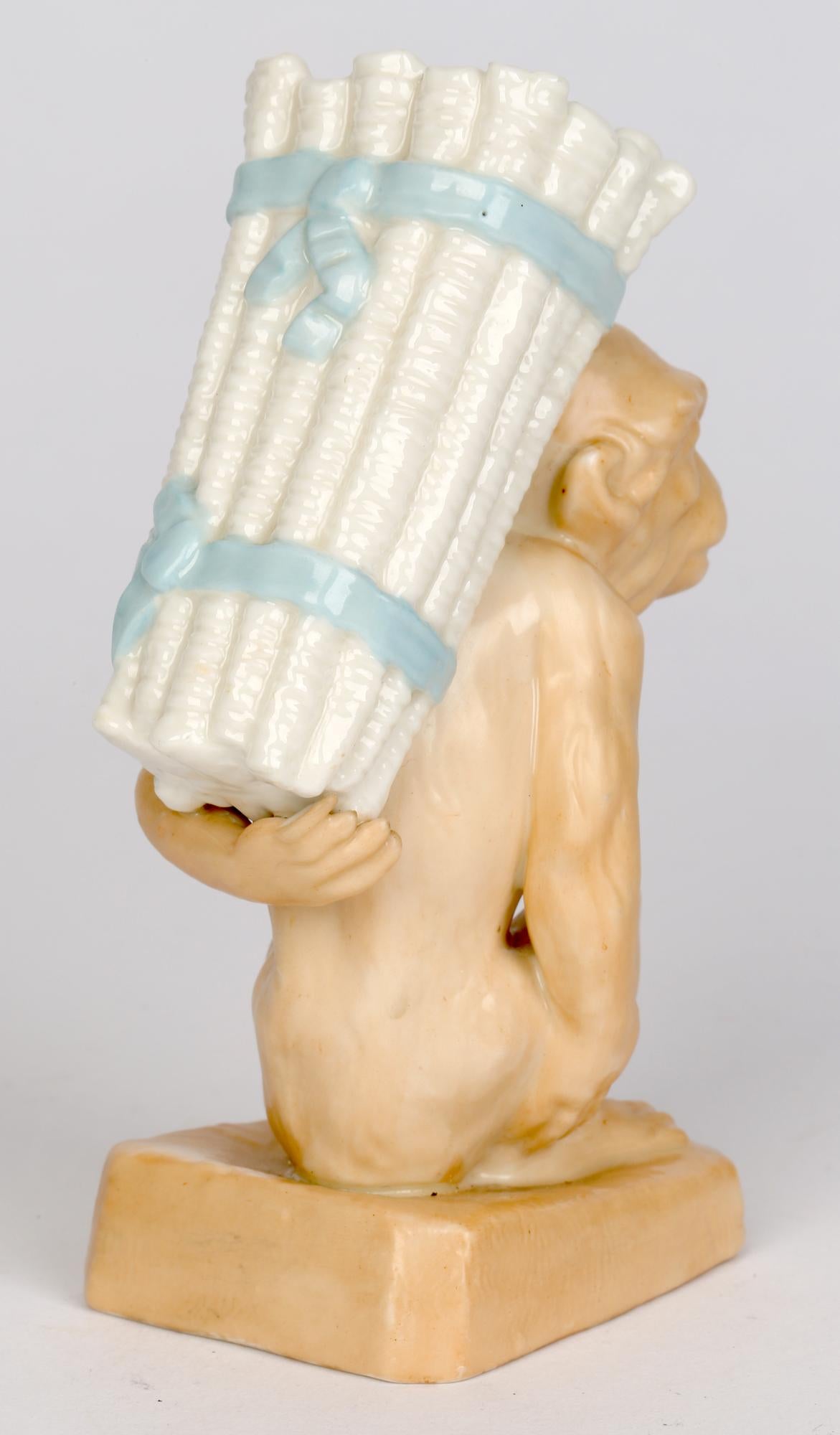 Worcester Grainger Seated Monkey Porcelain Spill Vase 6