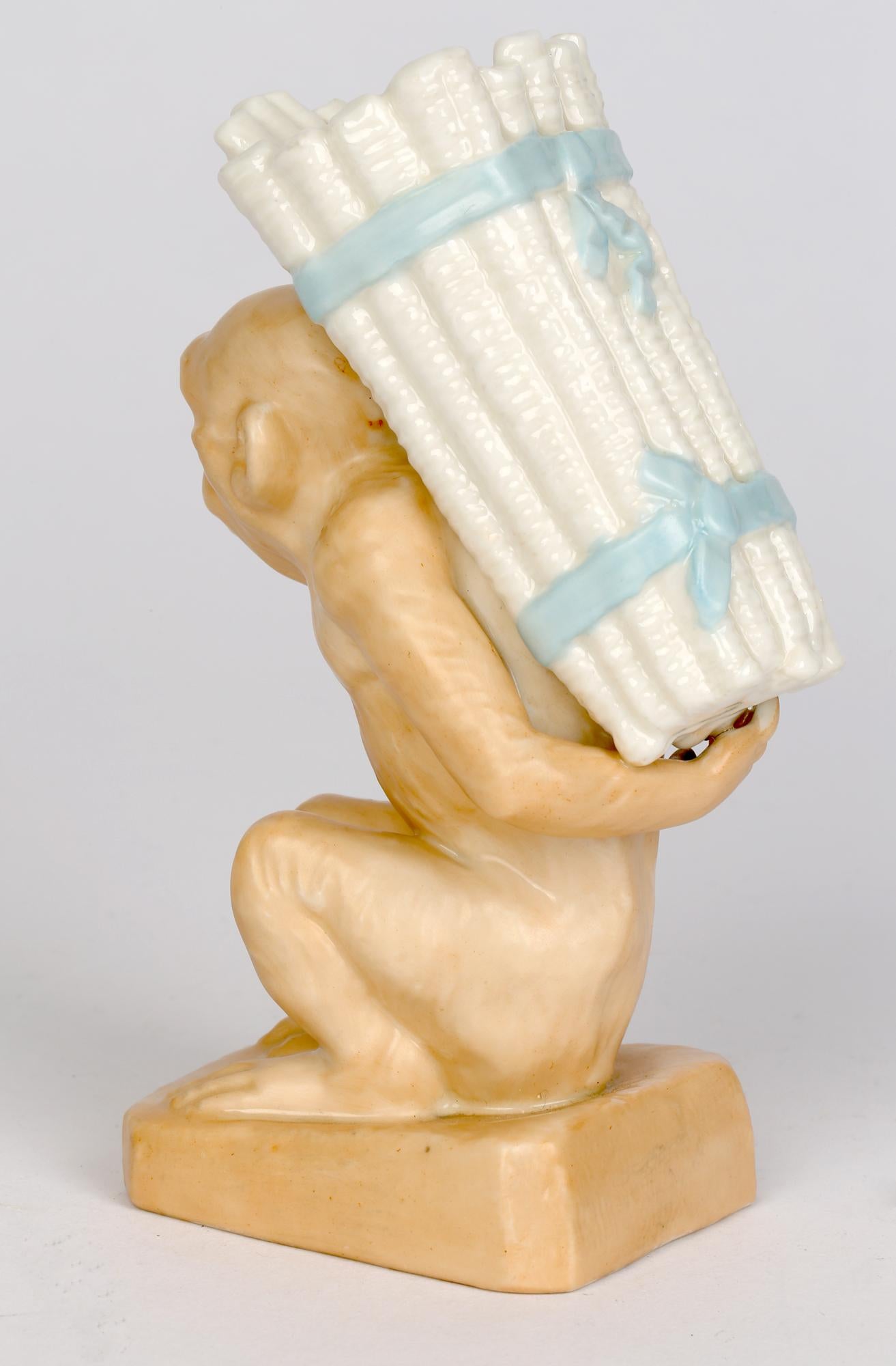 Aesthetic Movement Worcester Grainger Seated Monkey Porcelain Spill Vase