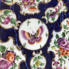 Worcester Leaf Dish of Large Size, Scale Blue and Flowers, circa 1770