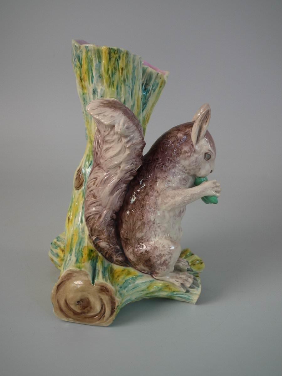 Glazed Worcester Majolica Squirrel Figural Vase