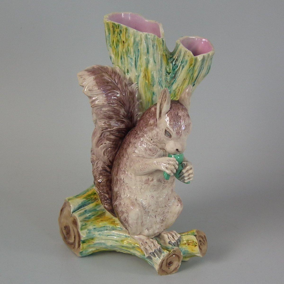 Worcester Majolica Squirrel Figural Vase In Good Condition In Chelmsford, Essex