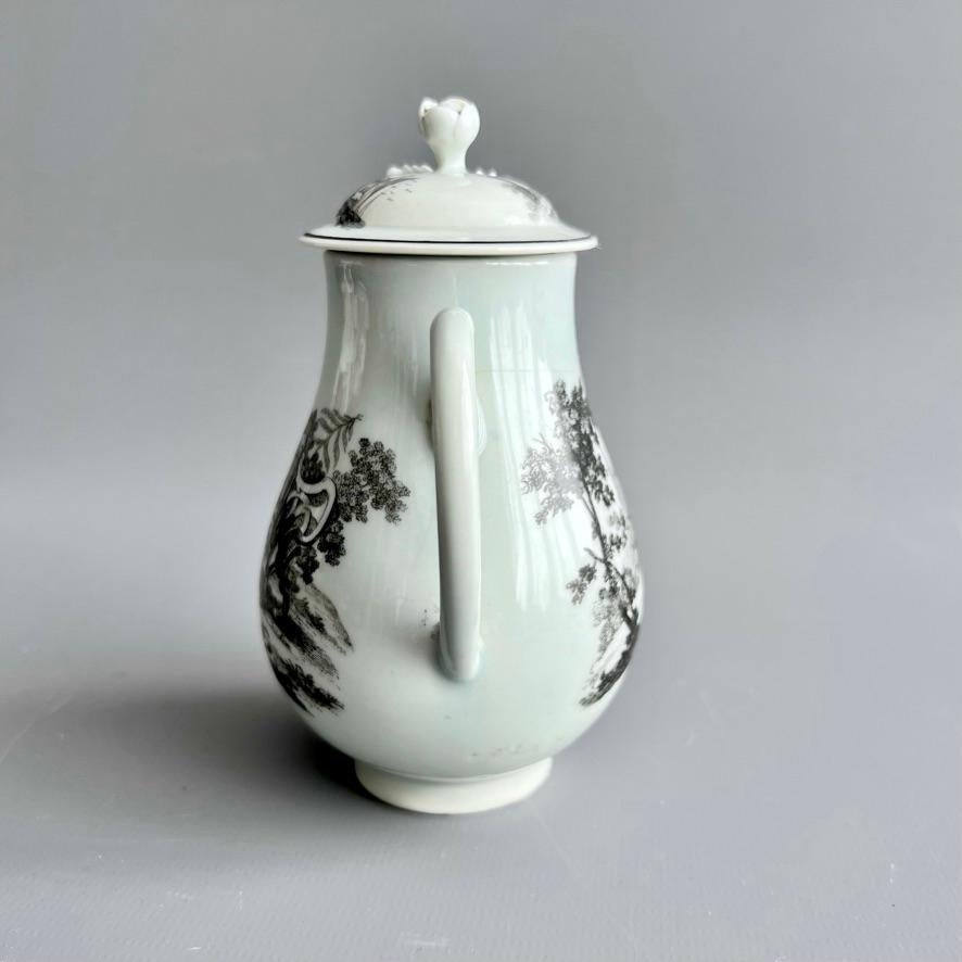 Jarra y Tapa de Leche Worcester, Cremera, Estampado Monocromo Tea Party nº 2, ca 1760 Inglés en venta