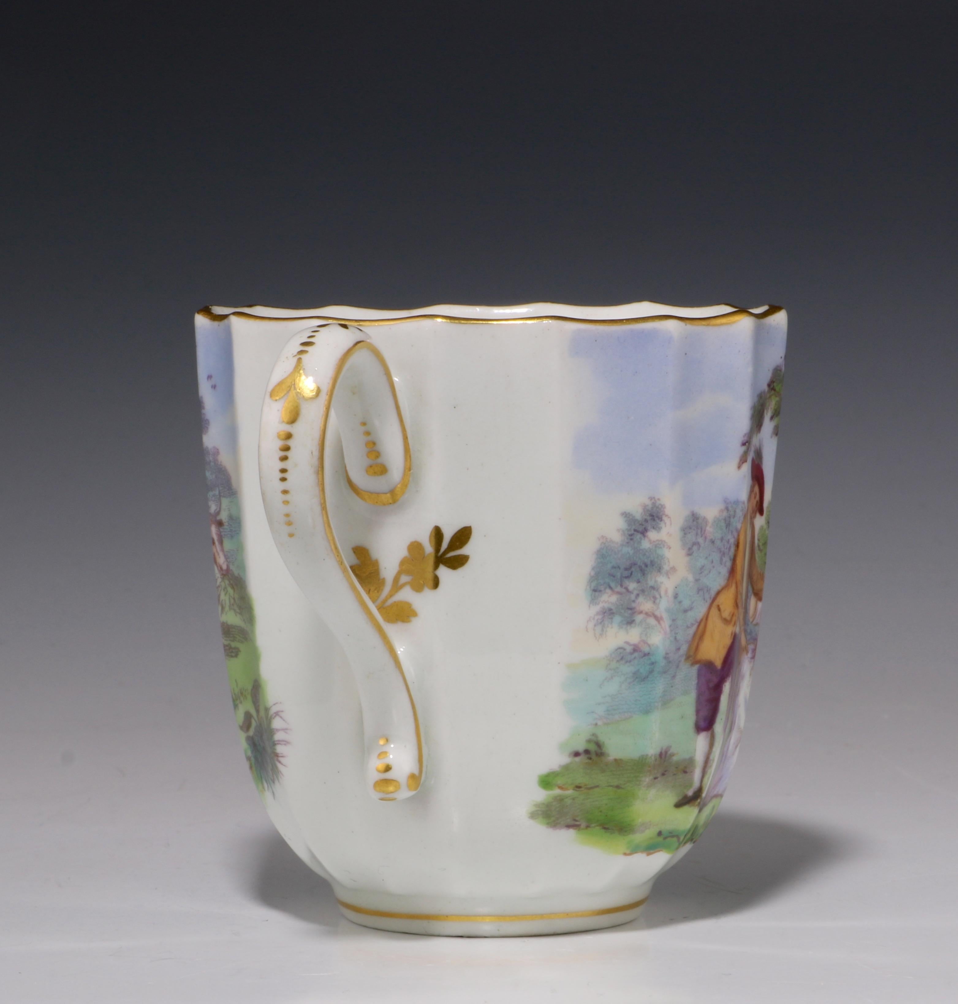 English Worcester Onglaze Printed and Enamelled Cup and Saucer, circa 1770 For Sale 2