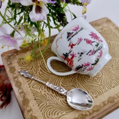 Worcester Orphaned Coffee Cup, Stag Hunt Pattern, 1st Period, circa 1760